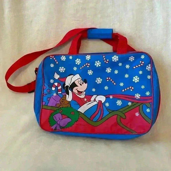 VTG The Walt Disney Co Mickey Mouse Christmas Kid’s Carry On or Messenger Bag - Picture 1 of 10